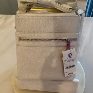 NWT Giani Bernini Genuine Leather White Crossbody Bag